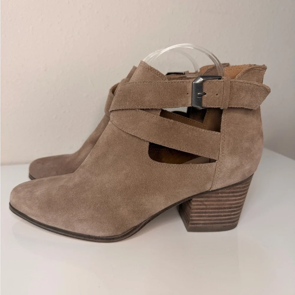 Sole Society Taupe Suede Cutout Ankle Booties